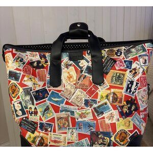 Sydney Love Postage Stamp Print Tote Bag With Black  Handles & Zipper Y2K